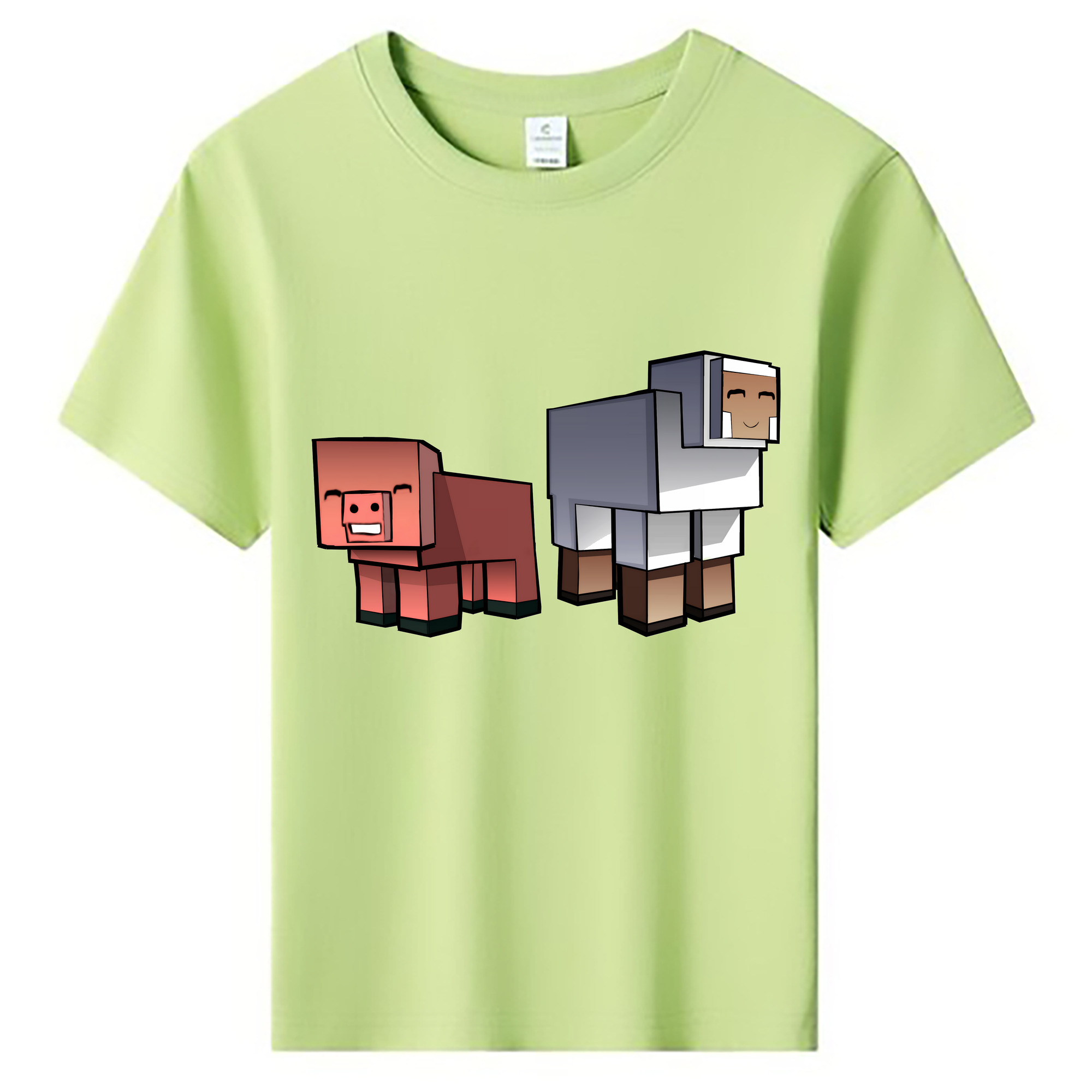 （画像用） マインクラフト ブロックの世界 Minecraft MC Block world 綿100％キッズTシャツ（フロントプリント）